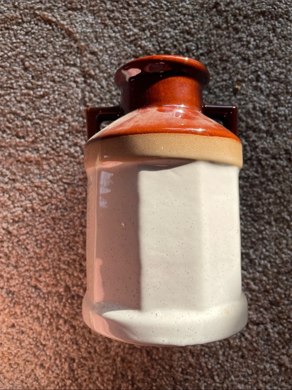 Matte Tan Ceramic Vase with Impressed Marking